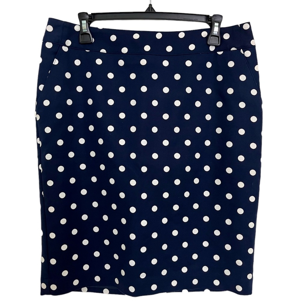 Merona Navy Blue White Polkadot Pencil Skirt Size 10
